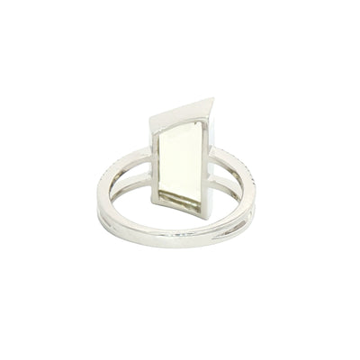 18ct White Gold Lemon Quarts Dress Ring with Natural Diamonds