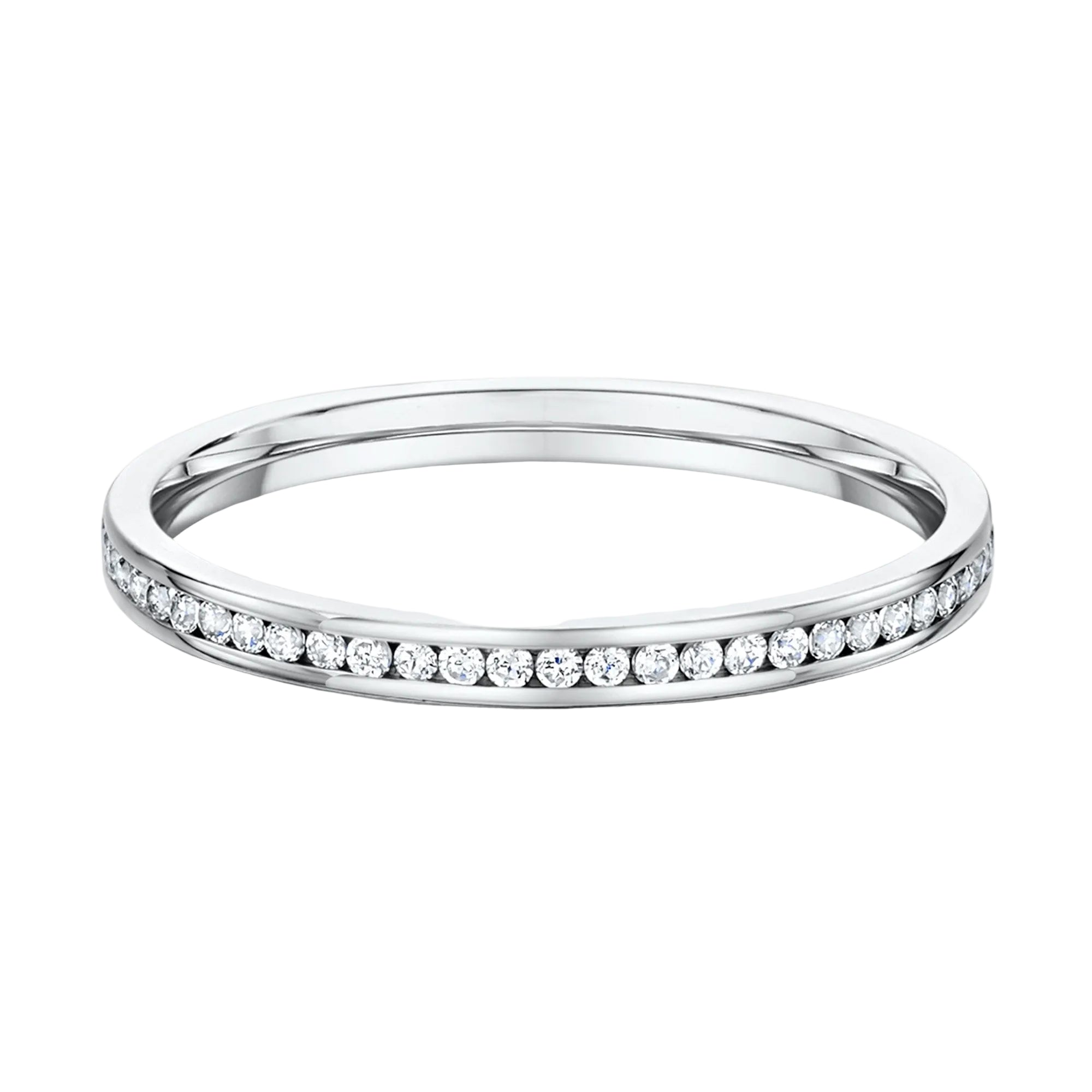 18ct White Gold Natural Diamond 2mm Wedding Ring 0.13 carats