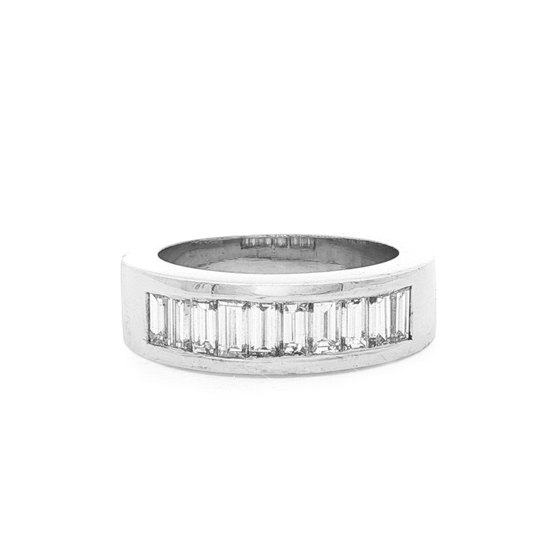 18ct White Gold Natural Diamond Baguette Cut Channel Style Dress Ring
