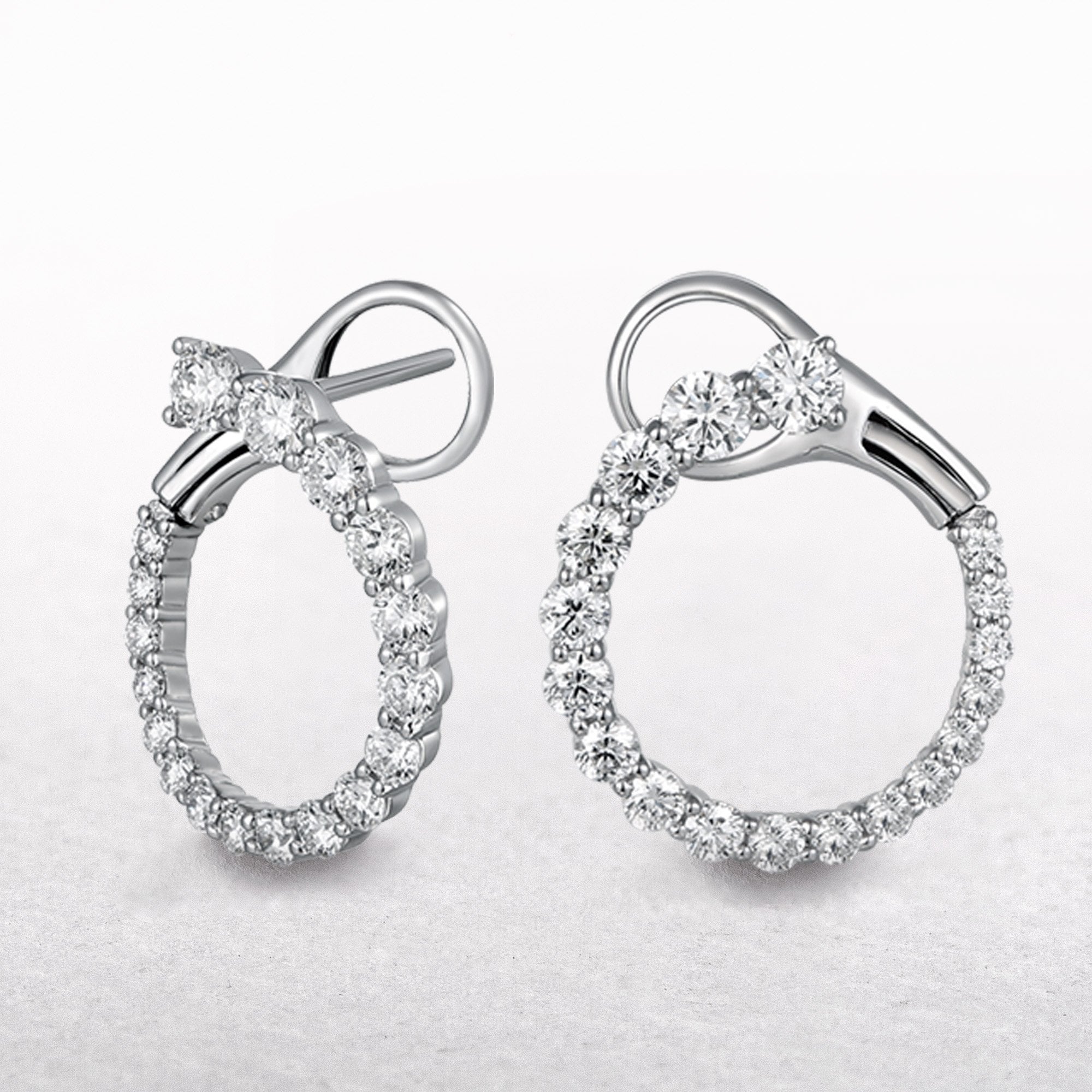 18ct White Gold Natural Diamond Circle Earrings 1.11ct