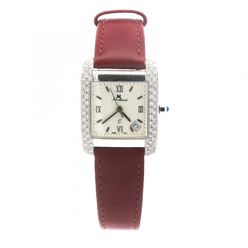 18ct White Gold & Natural Diamond Jean Marcel Ladies Watch on Leather Strap