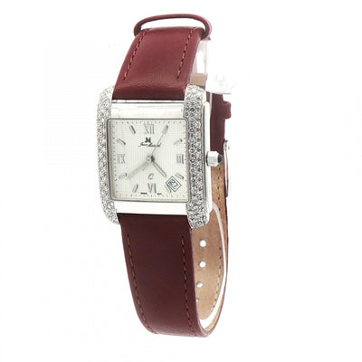 18ct White Gold & Natural Diamond Jean Marcel Ladies Watch on Leather Strap