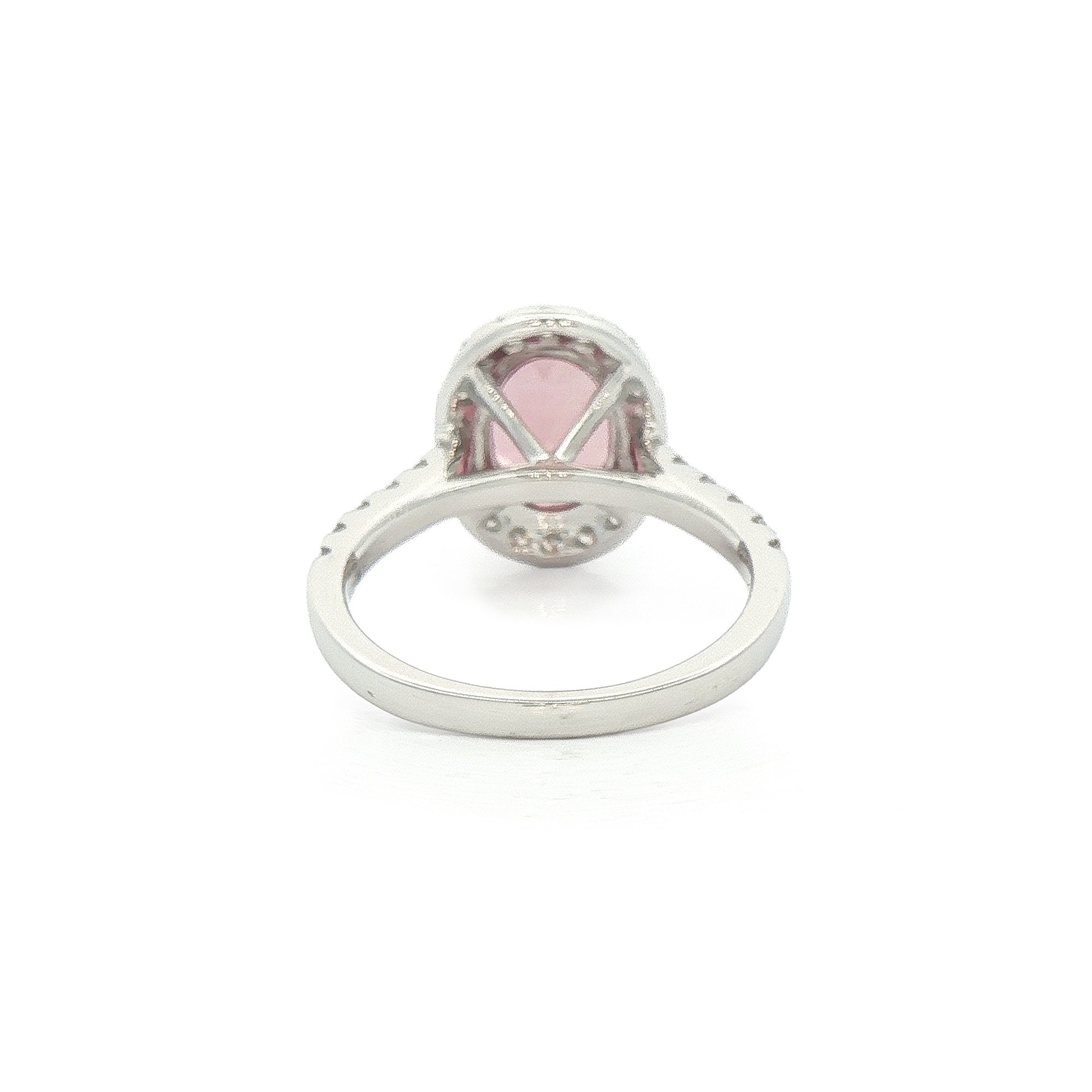 18ct White Gold Peach Fuzz Tourmaline 2.14ct & Natural Diamond 0.62ct Cluster Ring