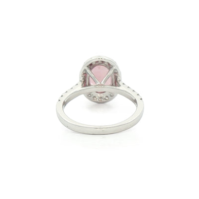 18ct White Gold Peach Fuzz Tourmaline 2.14ct & Natural Diamond 0.62ct Cluster Ring