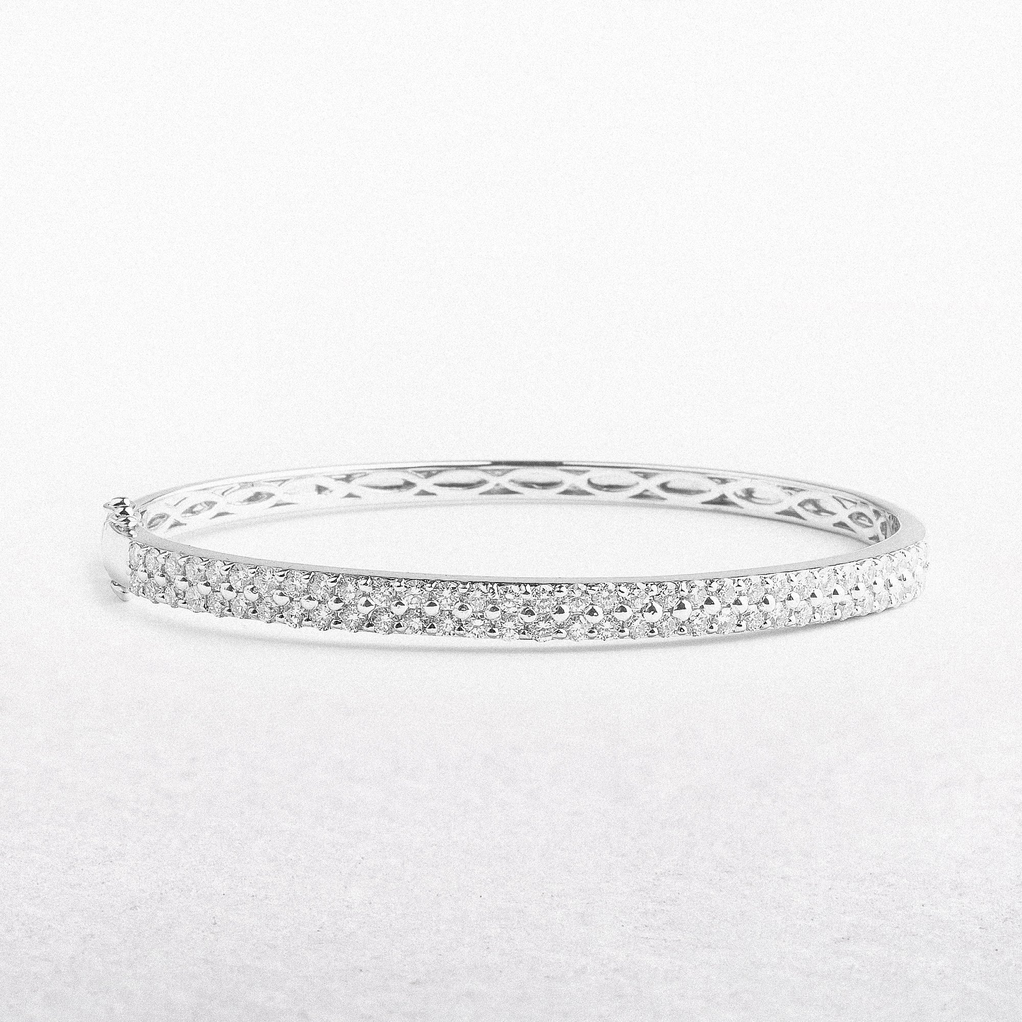 18ct White Gold Two Row Natural Diamond Bangle