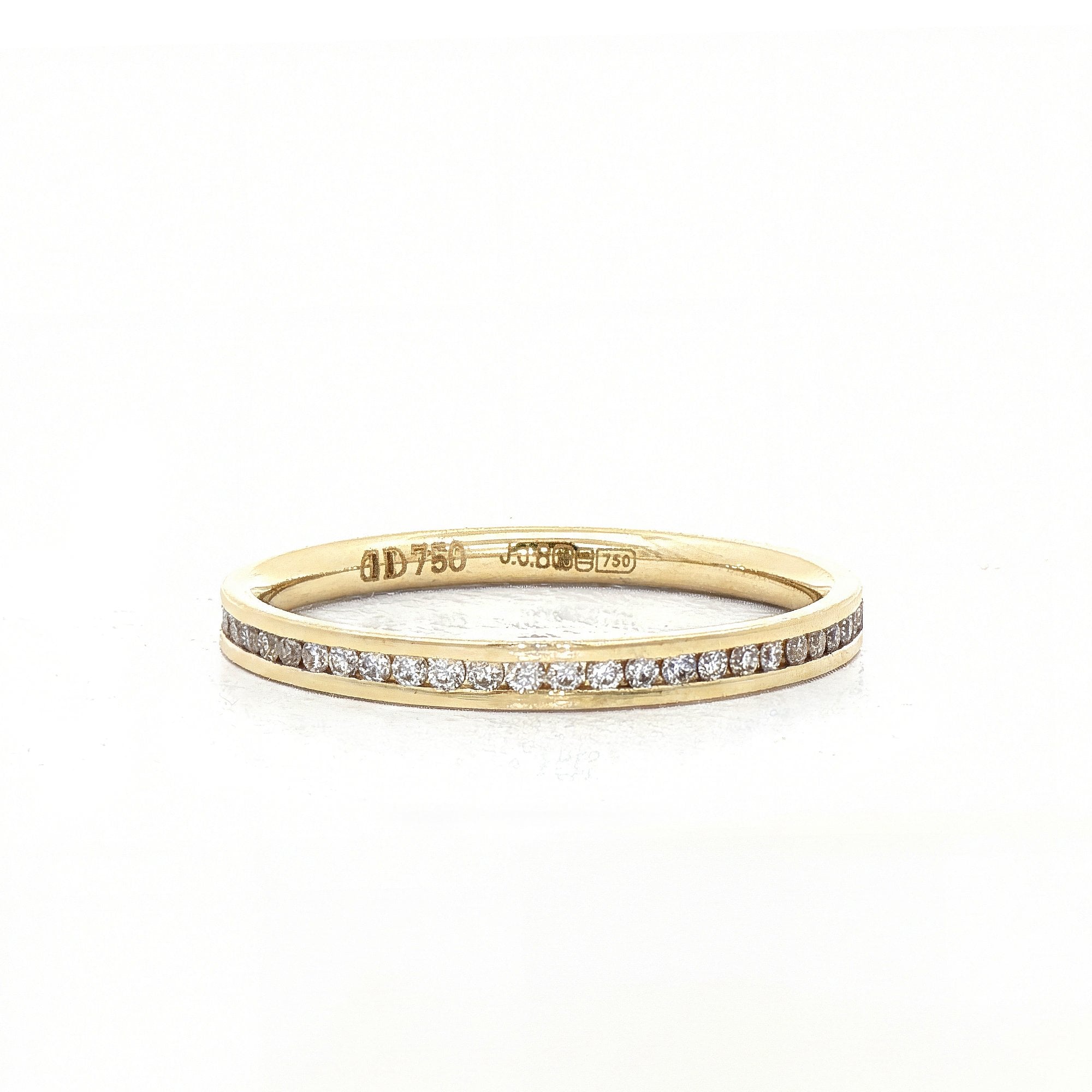 18ct Yellow Gold 2mm Channel Set Natural Diamond Wedding Band