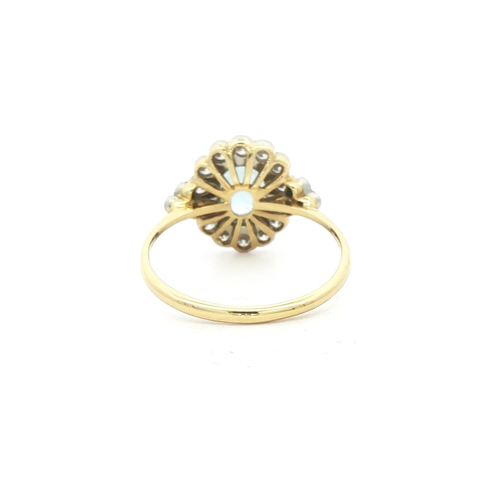 18ct Yellow Gold Aquamarine & Natural Diamond Cluster Dress Ring