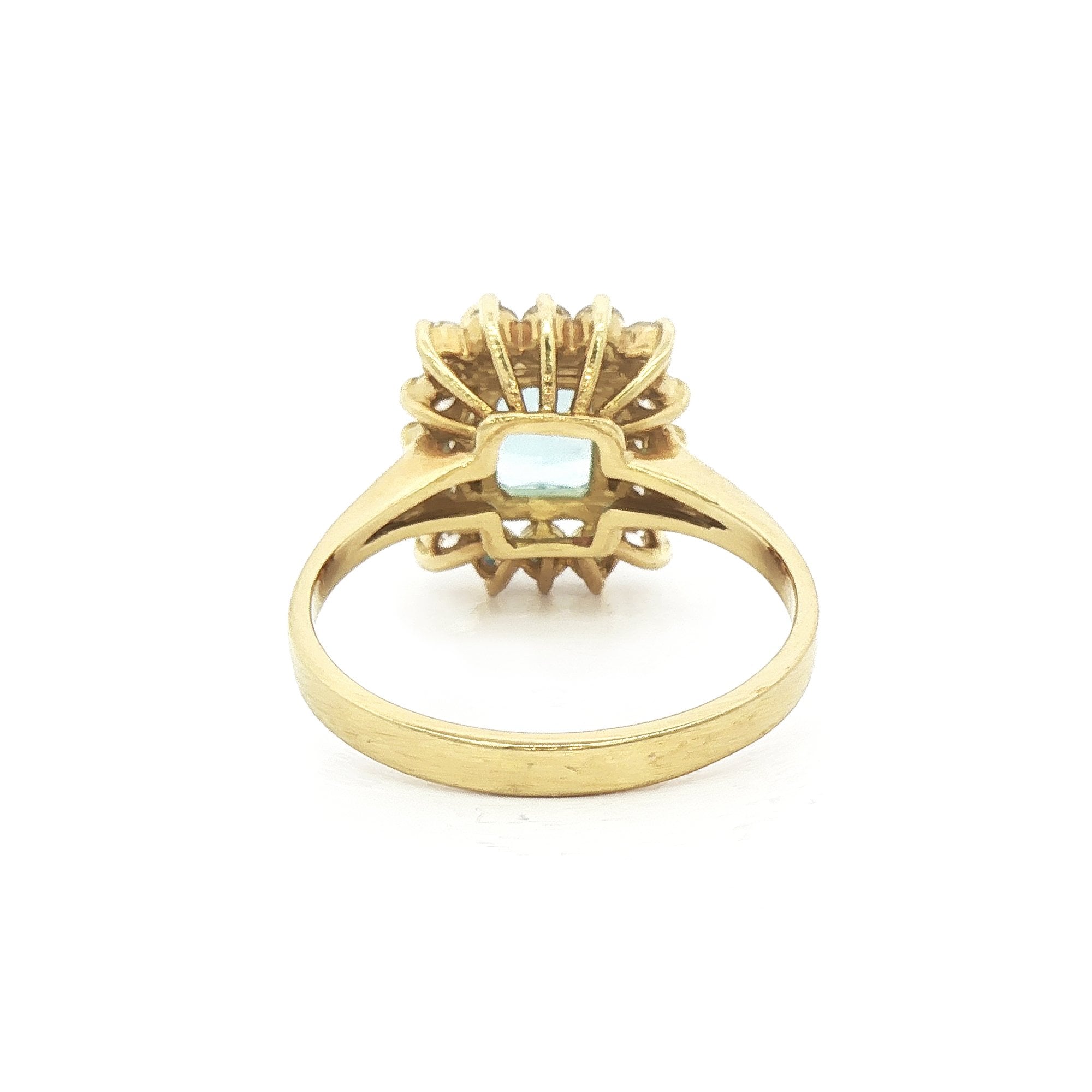 18ct Yellow Gold Aquamarine & Natural Diamond Cluster Ring