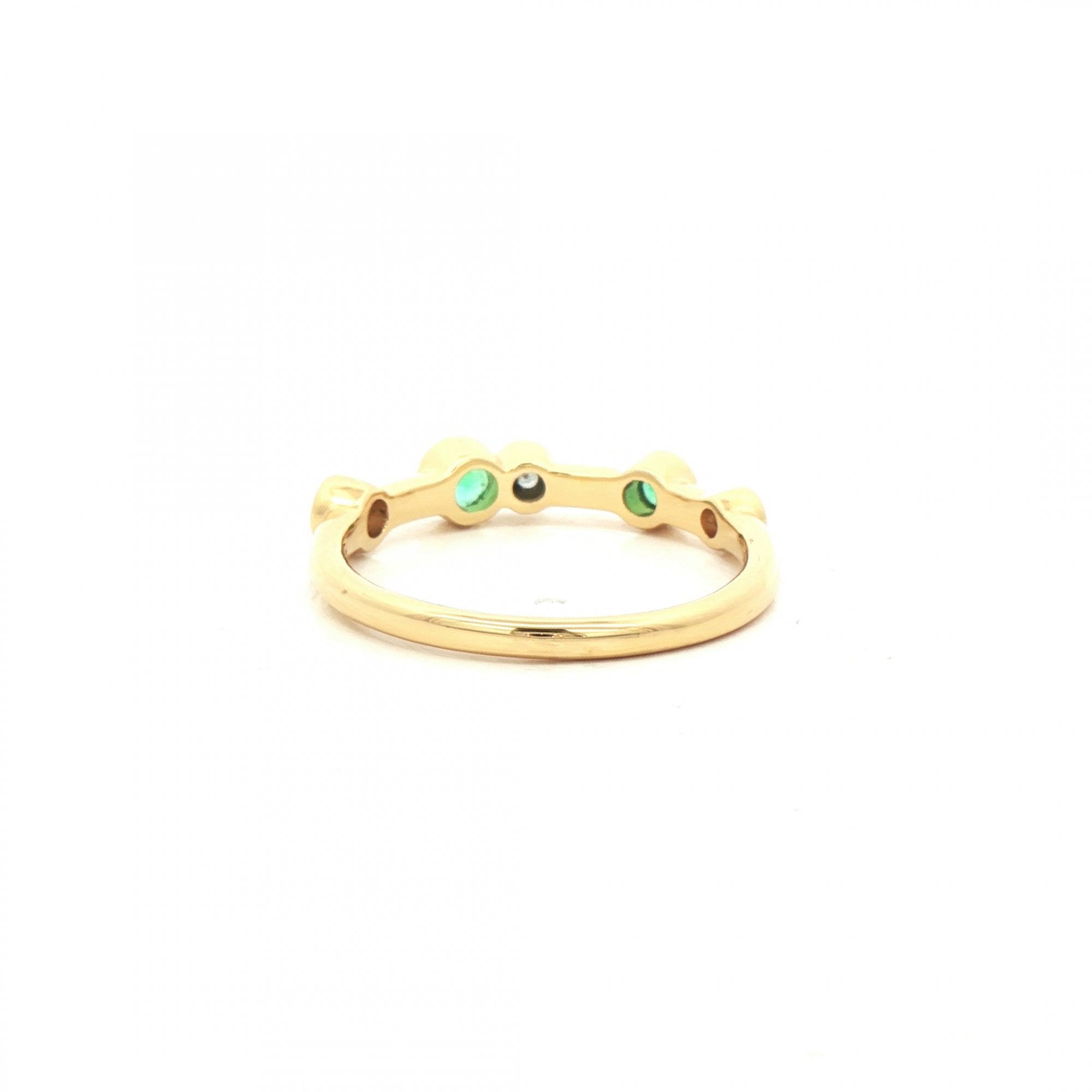 18ct Yellow Gold Emerald & Natural Diamond Set Bubble Ring