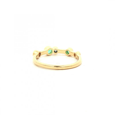 18ct Yellow Gold Emerald & Natural Diamond Set Bubble Ring