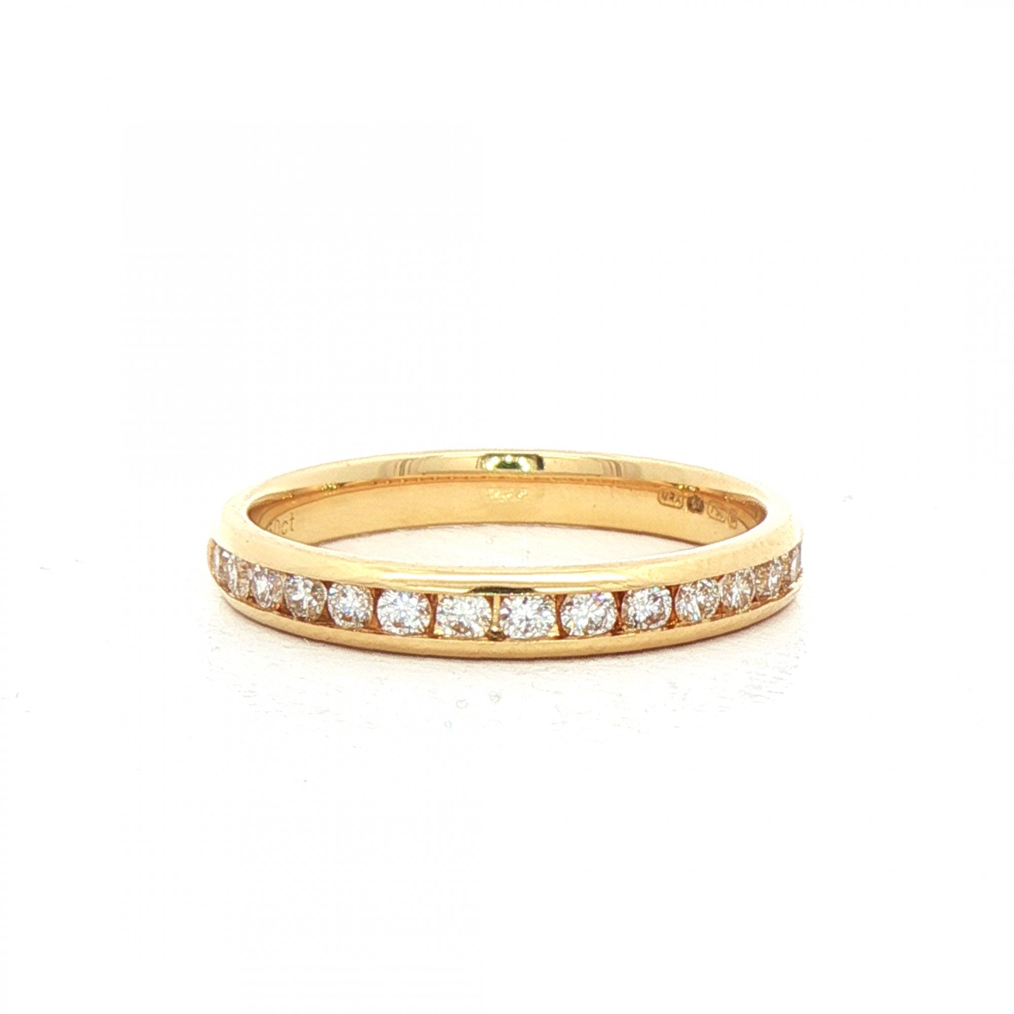 18ct Yellow Gold Natural Diamond Brilliant Cut Chanel Set Wedding Band