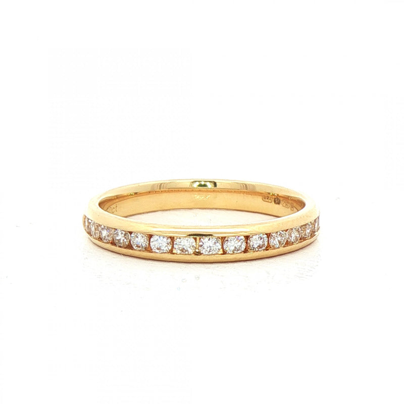 18ct Yellow Gold Natural Diamond Brilliant Cut Chanel Set Wedding Band