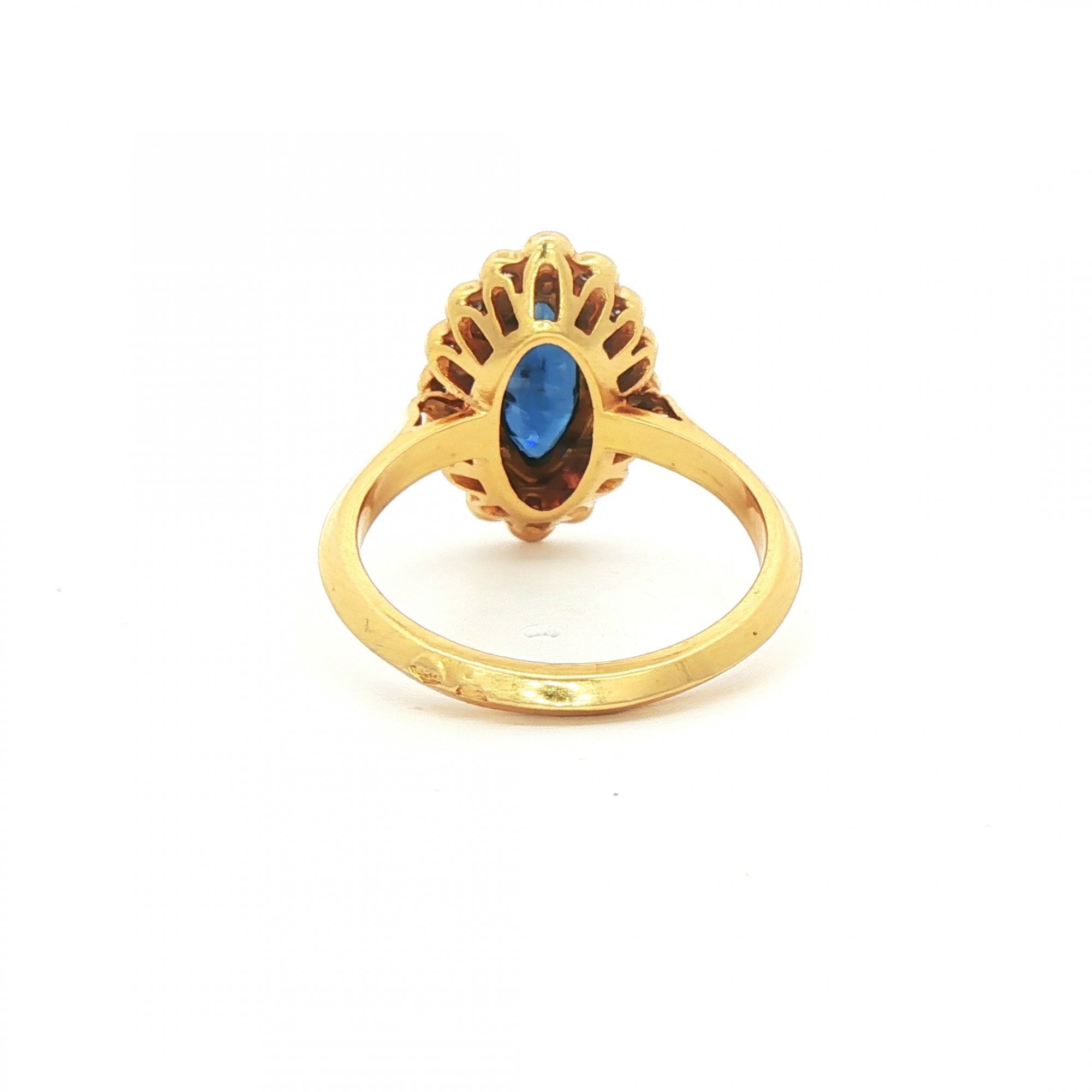 18ct Yellow Gold Natural Sapphire & Diamond Marquise Cut Ring
