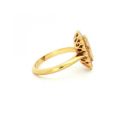 18ct Yellow Gold Natural Sapphire & Diamond Marquise Cut Ring