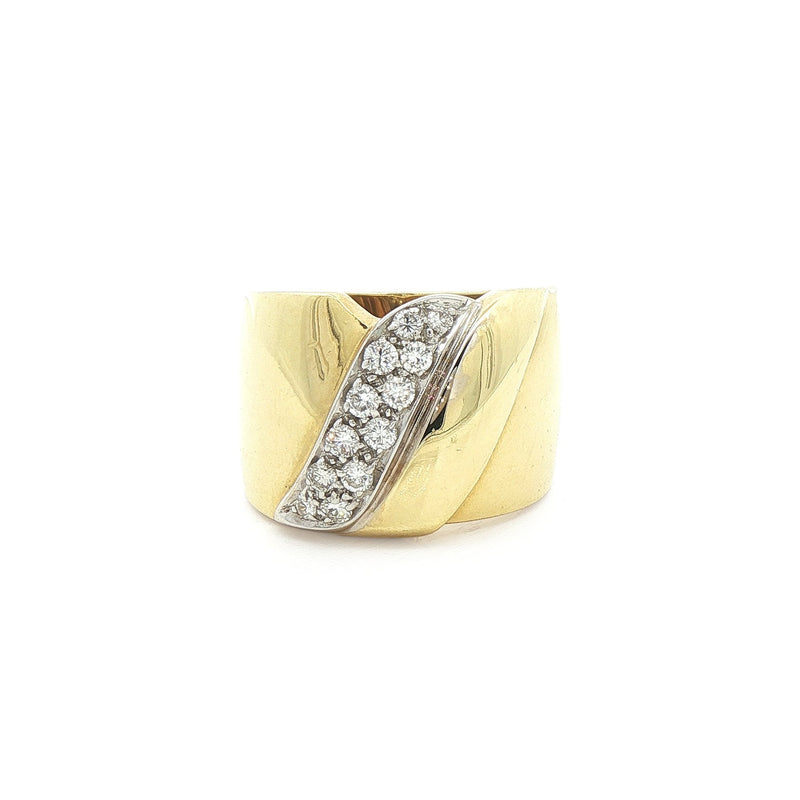 18ct Yellow Gold Wide Band Natural Diamond Dress Ring
