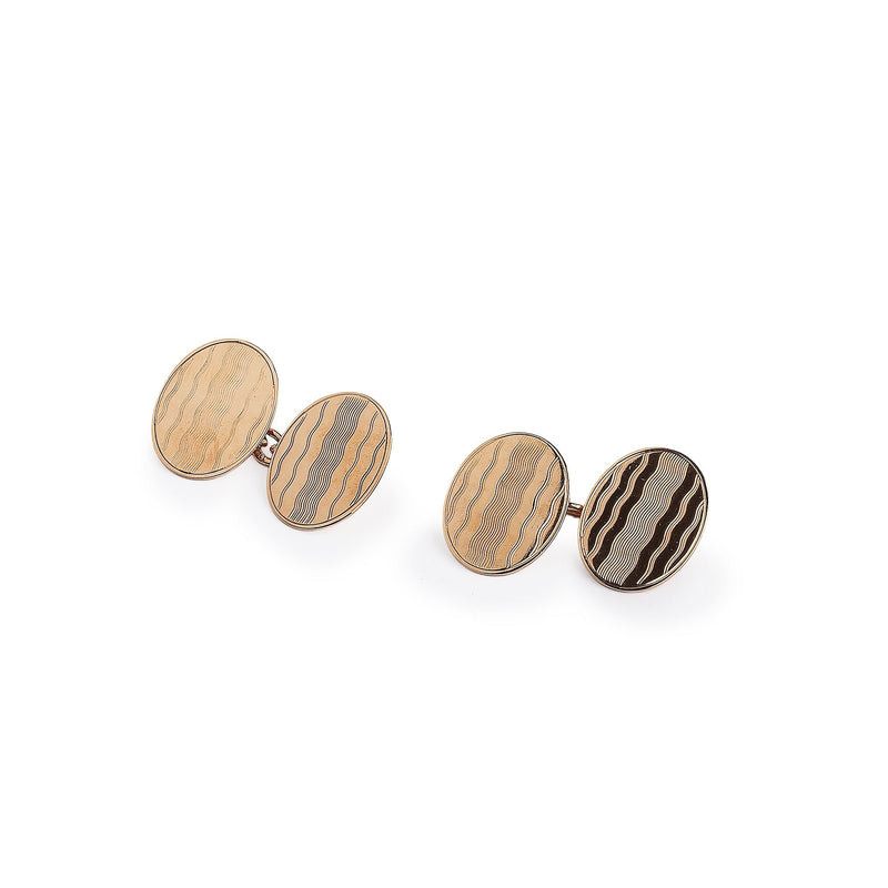 1923 Chester Long Plain Oval 9ct Gold Cufflinks
