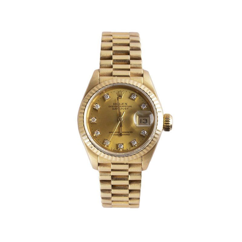 1993 Ladies 18ct Yellow Gold Rolex Datejust with Diamond Dial on Jubilee Bracelet