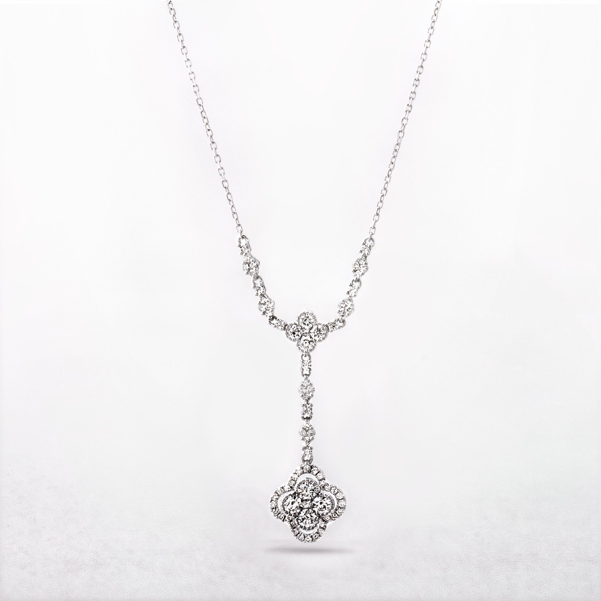 1ct Natural Diamond Flower Shape Elegant Drop Pendant in 18ct White Gold