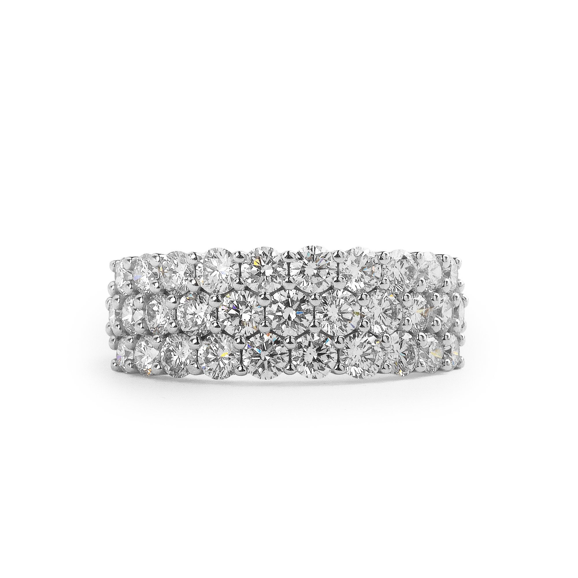 2.04ct Fvs 3 Row Brilliant Cut Natural Diamond Dress Ring In 18ct White Gold