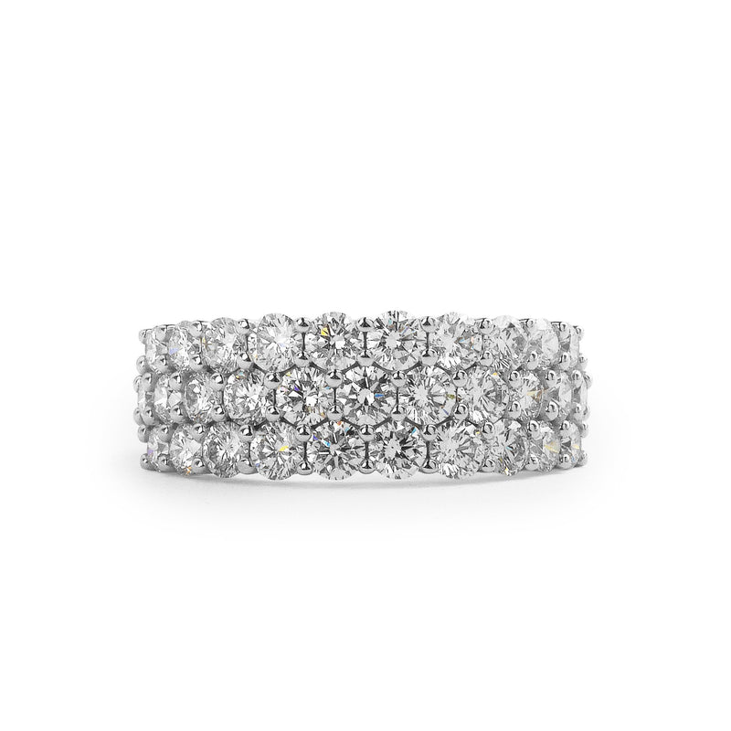 2.04ct Fvs 3 Row Brilliant Cut Natural Diamond Dress Ring In 18ct White Gold