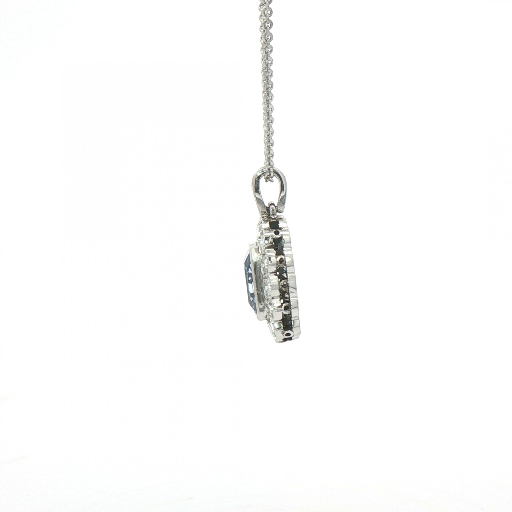 2.13ct Cushion Cut Blue Sapphire & 0.75ct Natural Diamond Halo Rub Over Setting in 18ct White Gold