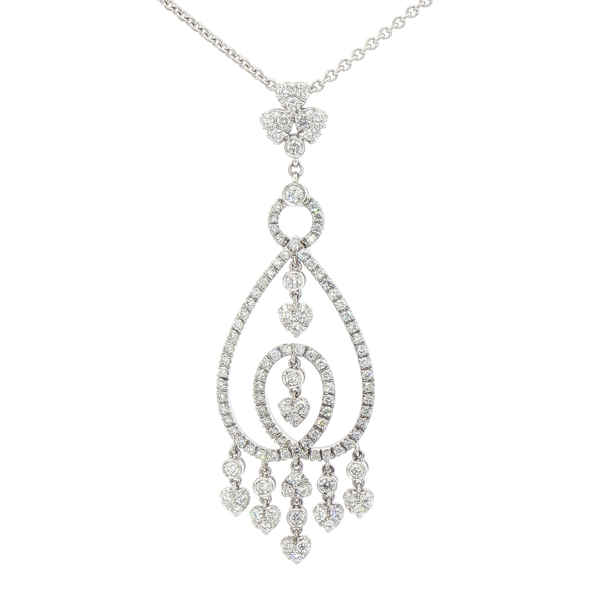 2.25ct Estimated Total Natural Diamond Weight Fancy Drop Pendant & Chain Weighing 14 Grams