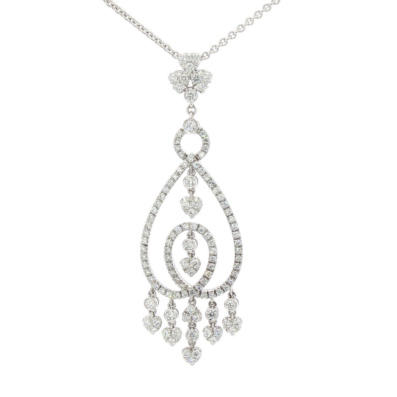 2.25ct Estimated Total Natural Diamond Weight Fancy Drop Pendant & Chain Weighing 14 Grams