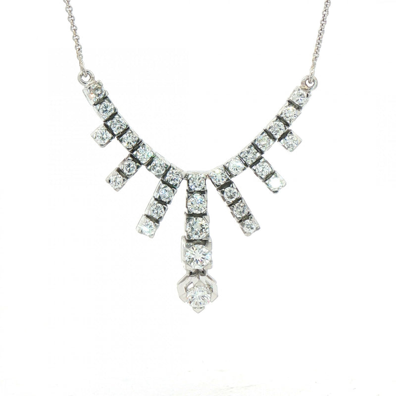 2.25ct Natural Diamond Frindge Necklet on Chain in 18ct White Gold