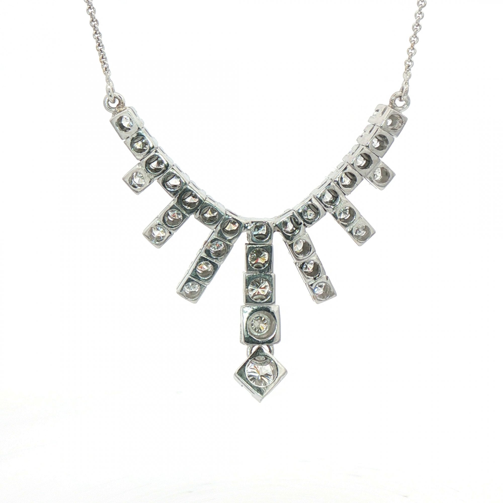 2.25ct Natural Diamond Frindge Necklet on Chain in 18ct White Gold