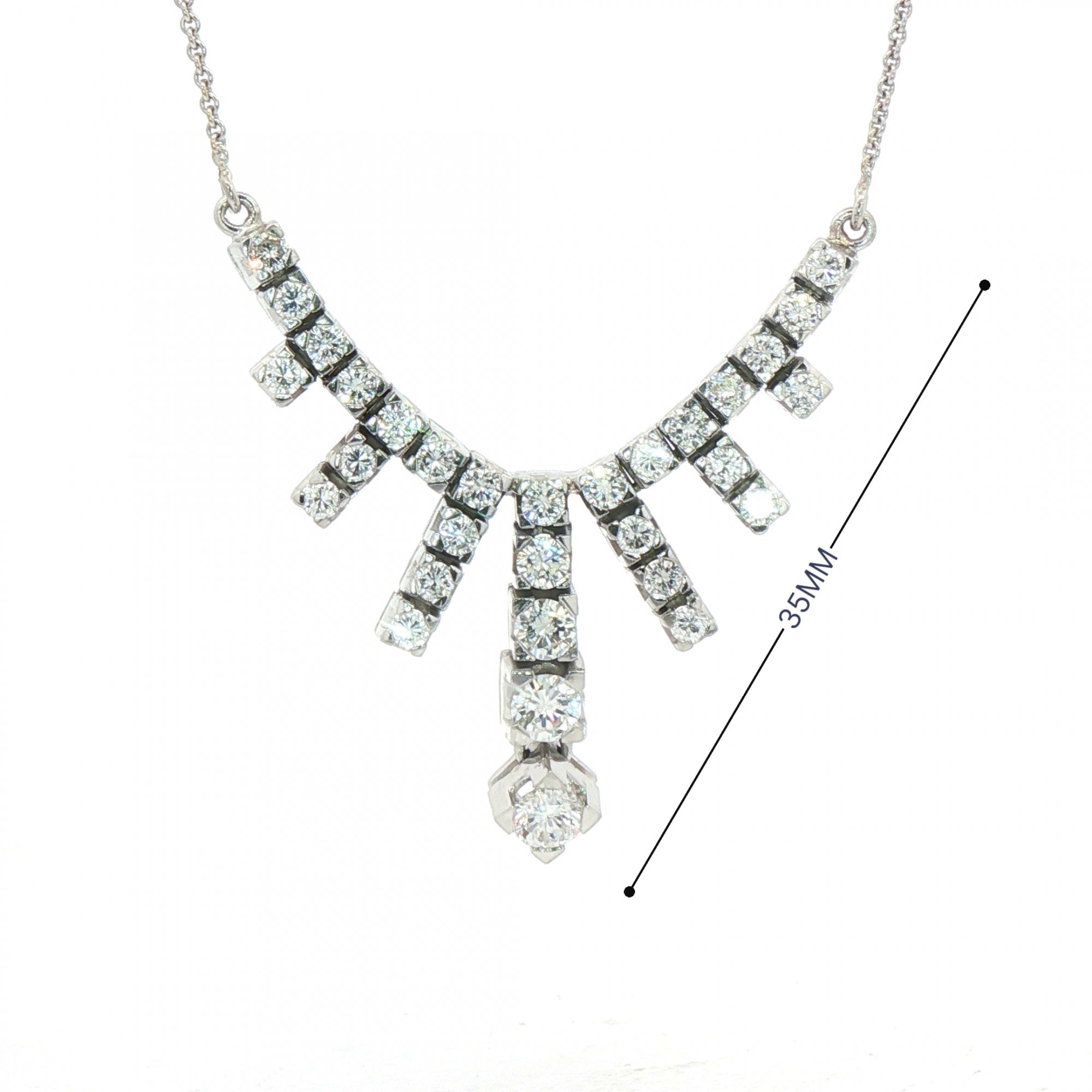 2.25ct Natural Diamond Frindge Necklet on Chain in 18ct White Gold