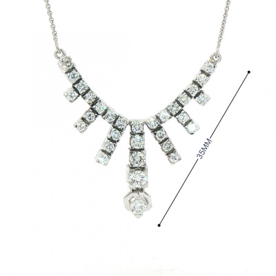 2.25ct Natural Diamond Frindge Necklet on Chain in 18ct White Gold