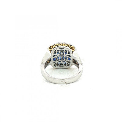 2.25ct Sapphire & 0.93ct Natural Diamond Chequerboard Cocktail Ring in 18ct White Gold