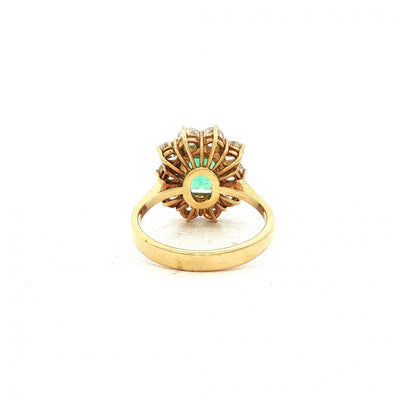 2.30ct Emerald & 1.50ct Natural Diamond Cluster Ring in 18ct Yellow Gold