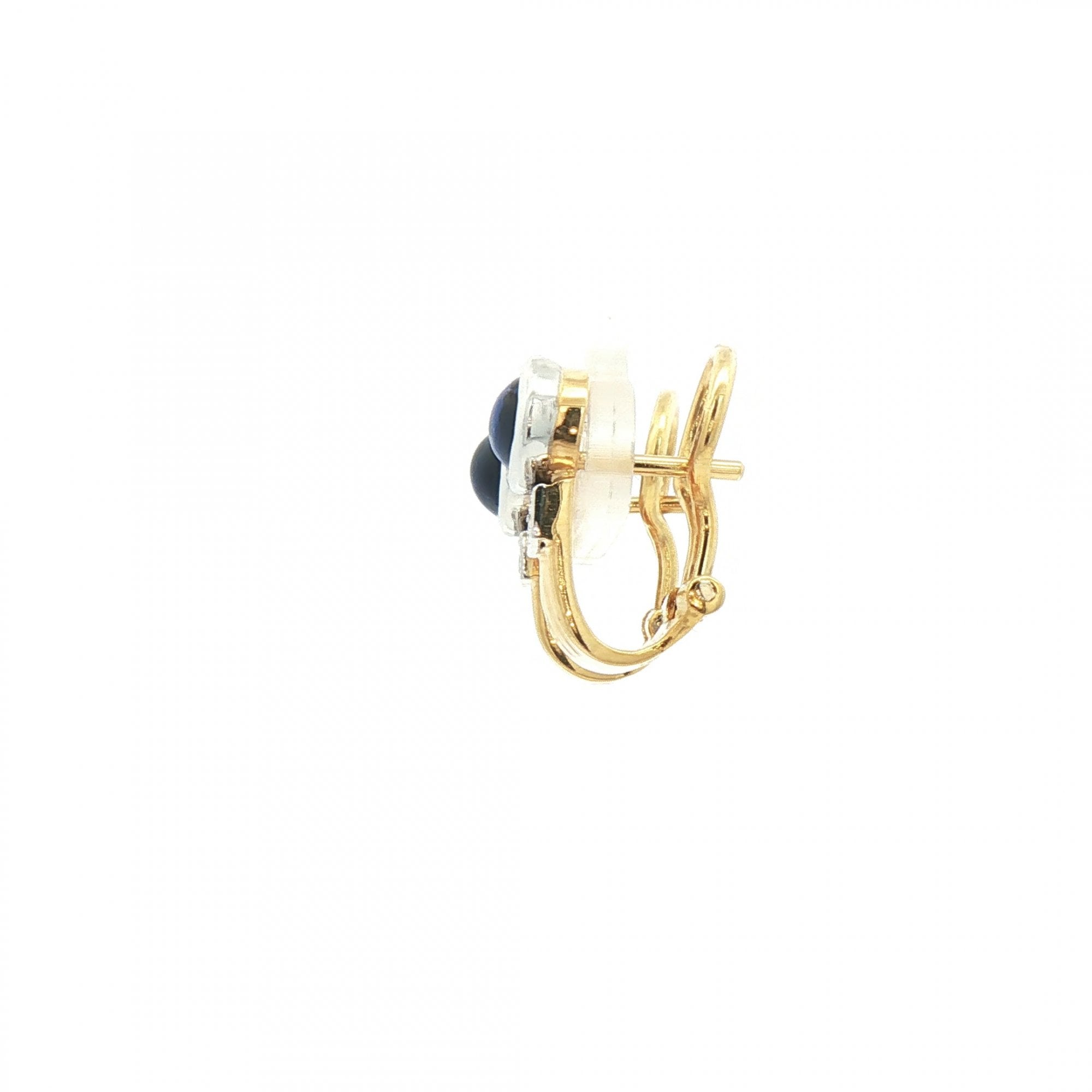 2.40ct Cabochon Sapphire & 0.15 Natural Diamond Vintage Earring in 18ct Yellow Gold
