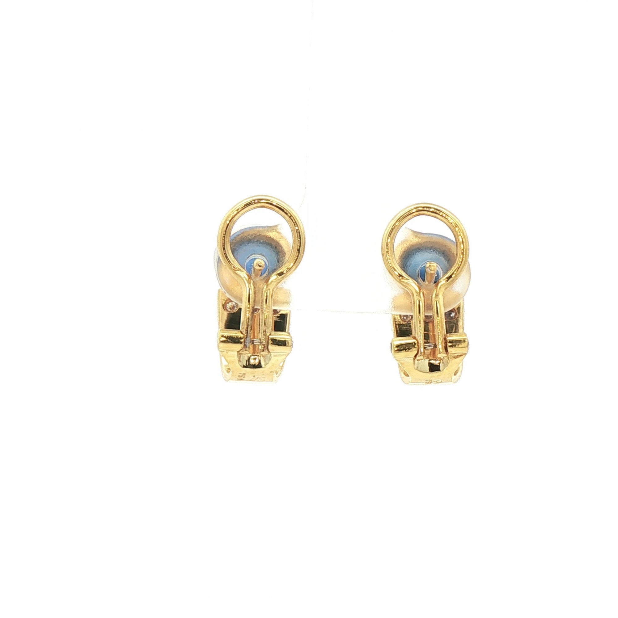 2.40ct Cabochon Sapphire & 0.15 Natural Diamond Vintage Earring in 18ct Yellow Gold