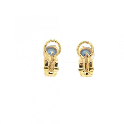 2.40ct Cabochon Sapphire & 0.15 Natural Diamond Vintage Earring in 18ct Yellow Gold