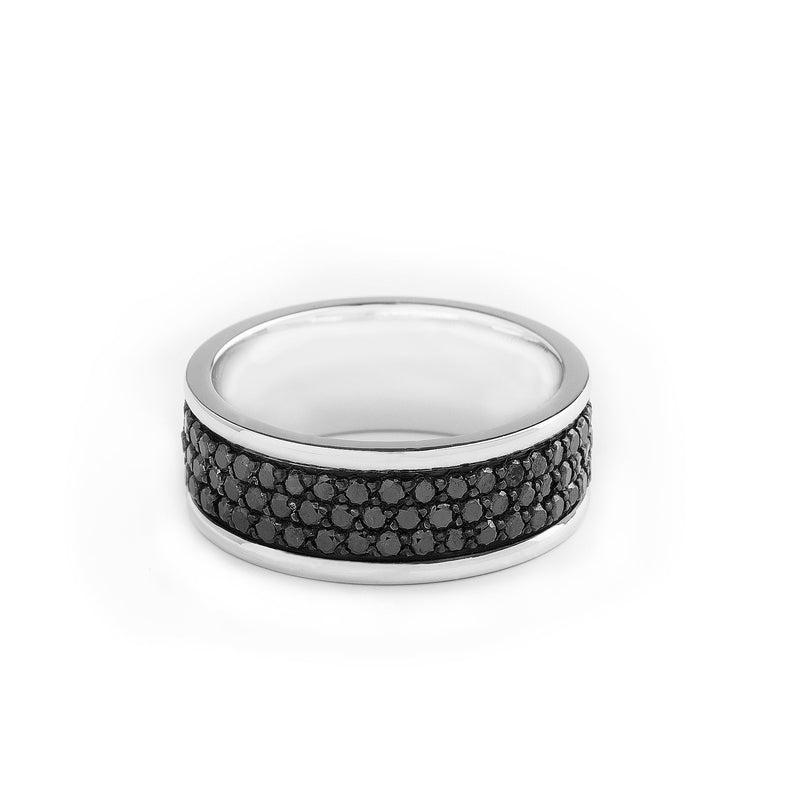 2.46ct Gents Full Natural Black Diamond Set Band In 9ct White Gold