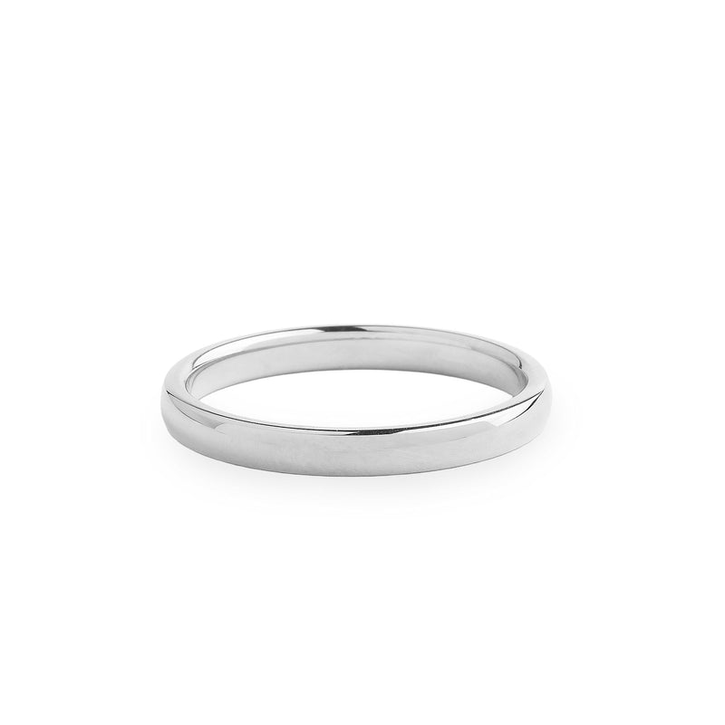 2.5mm Ladies Plain Wedding Band  In 18ct White Gold