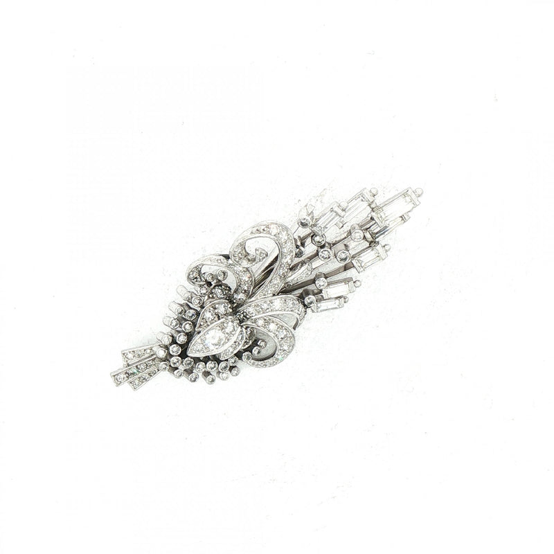 2.60ct Natural Diamond Vintage Brooch in Platinum