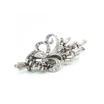 2.60ct Natural Diamond Vintage Brooch in Platinum