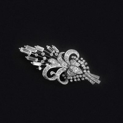 2.60ct Natural Diamond Vintage Brooch in Platinum