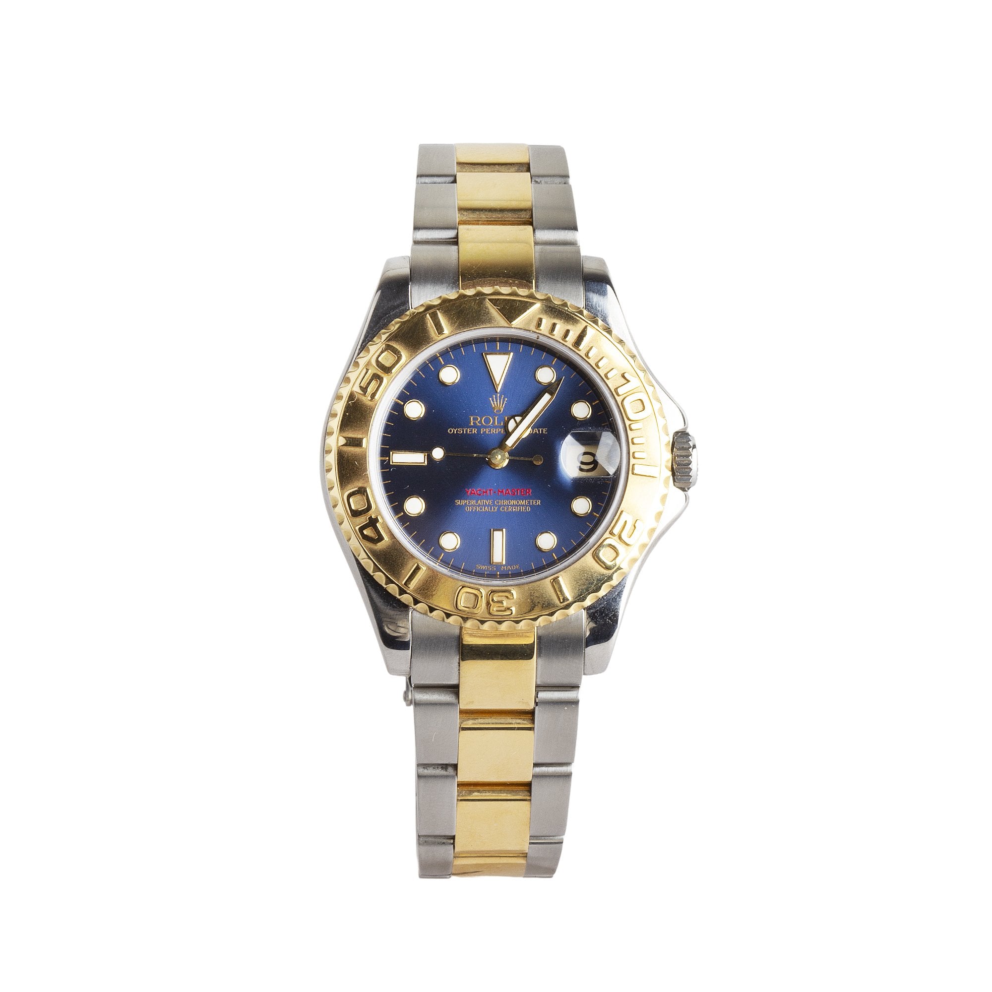 2001 Ladies Rolex Yacht Master Blue Dial in 18ct Gold & Steel on Bracelet