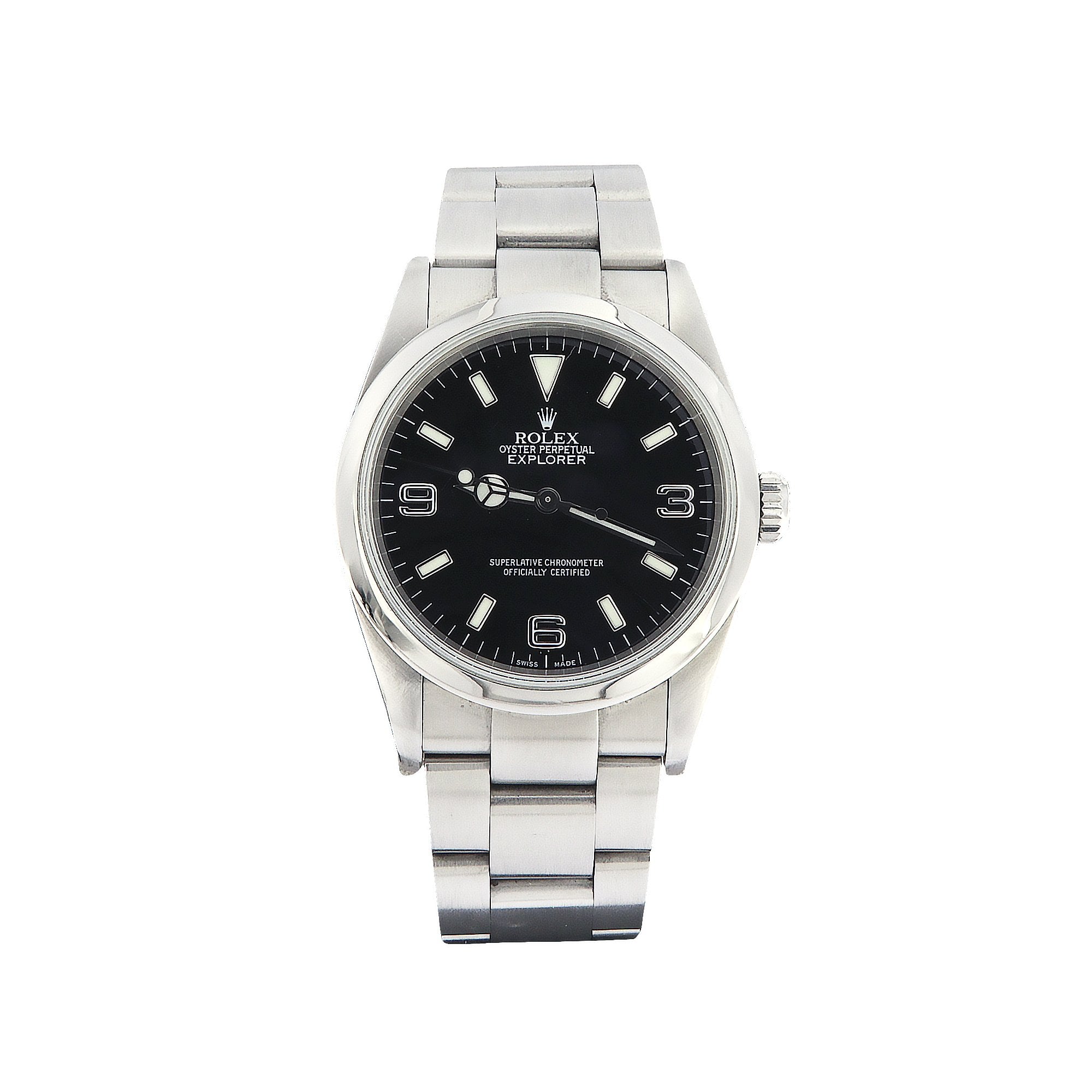 2004 Gents 39mm Rolex Explorer Black Dial on Oyster Bracelet in Stainless Steel