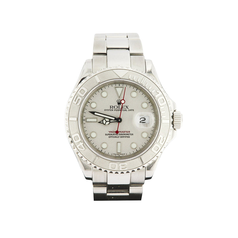 2004 Gents Rolex YachtMaster 40mm Silver Dial with Platinum Bezel & Stainless Steel Oyster Bracelet