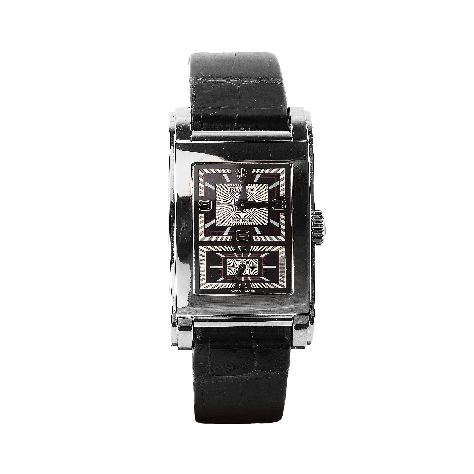 2005 Gents Cellini Prince Rolex with 18ct White Gold Case On Black Leather Strap