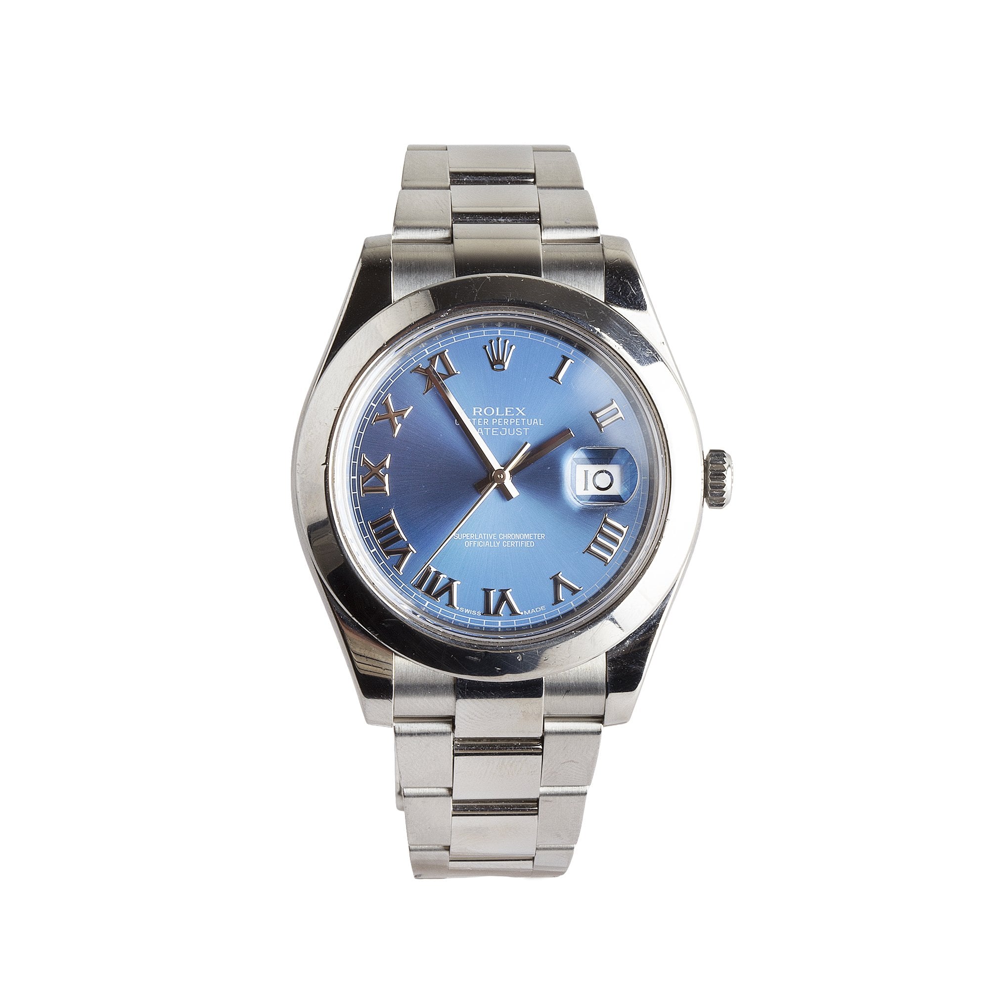 2016 Gents 41mm Rolex DateJust Blue Dial & Polished Bezel On Oyster Bracelet In Staineless Steel