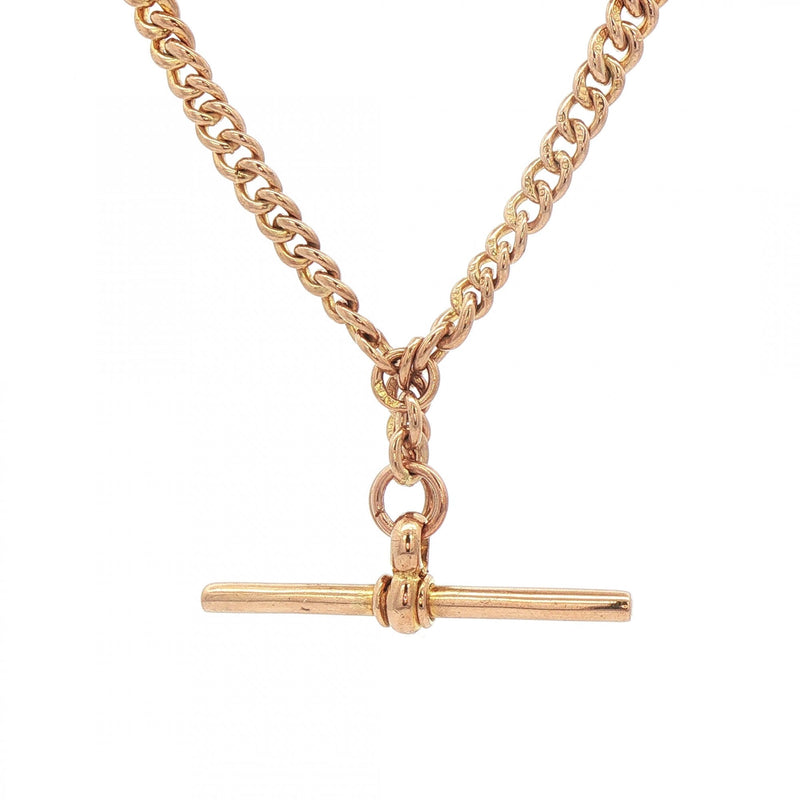 23.8g 15" Curb Albert T-Bar Chain in 9ct Rose Gold