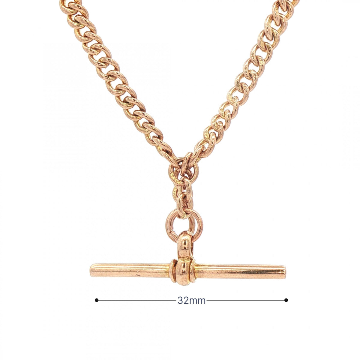 23.8g 15" Curb Albert T-Bar Chain in 9ct Rose Gold