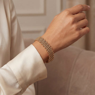 23g 9 Row Brick Link Bracelet in 9ct Yellow Gold
