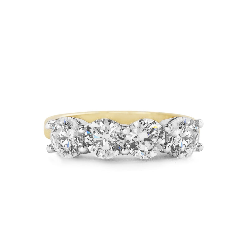 2ct F VS GIA Certified Round Natural Diamond Four Stone Ring Set In 18ct Yellow Gold
